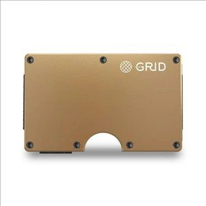 Grid Wallet // Gold Aluminum Minimalist RFID Blocker Slim Profile